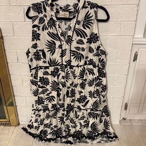 Umgee Black Floral Sleeveless Tiered Dress